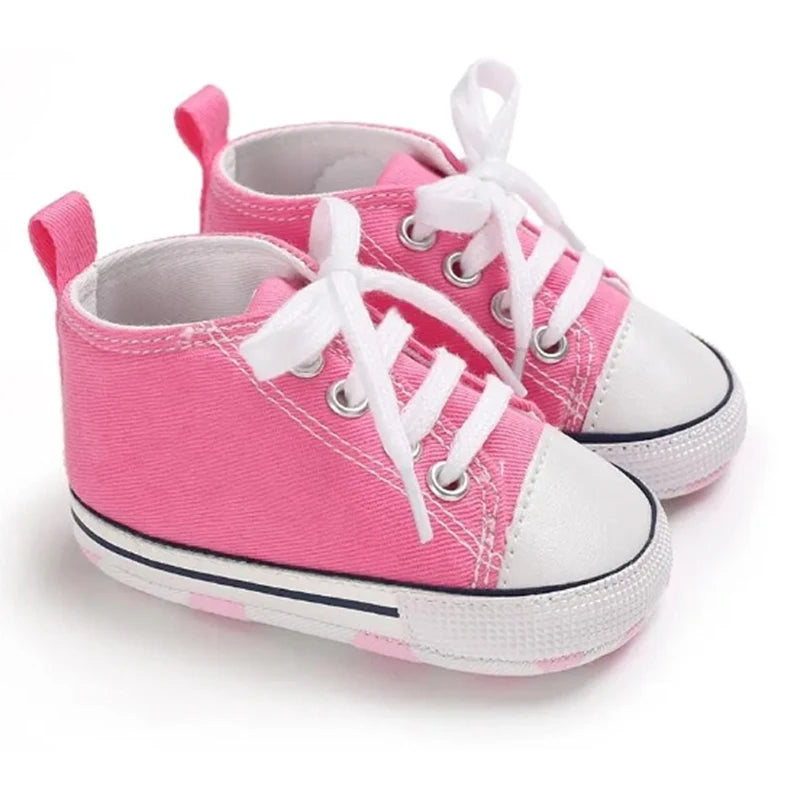 Zapatos clásicos de lona para bebé, zapatillas informales para recién nacido, primeros pasos, suela suave, antideslizante, D2486