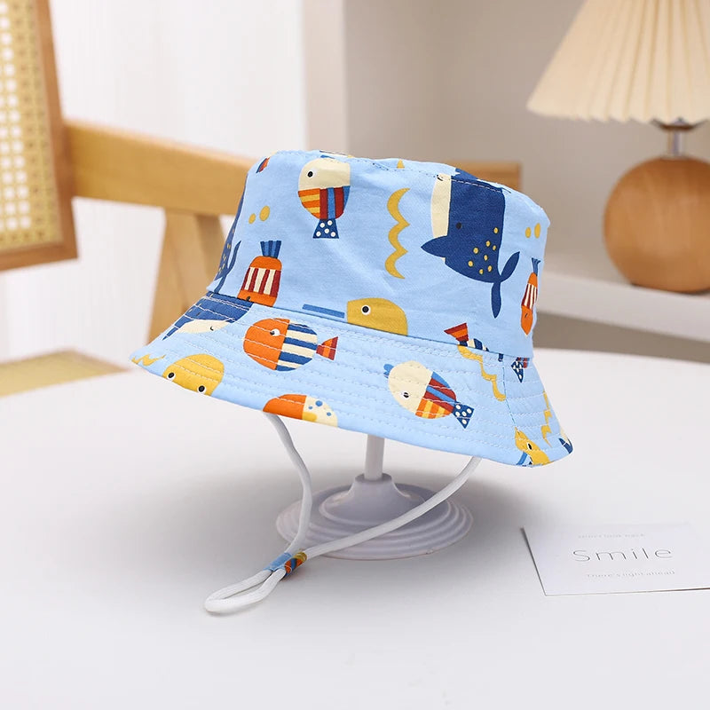 Sombrero de Sol de Panamá para bebé, gorra de pescador de dibujos animados para niño y niña, sombrero de cubo para bebé al aire libre, novedad de verano y otoño