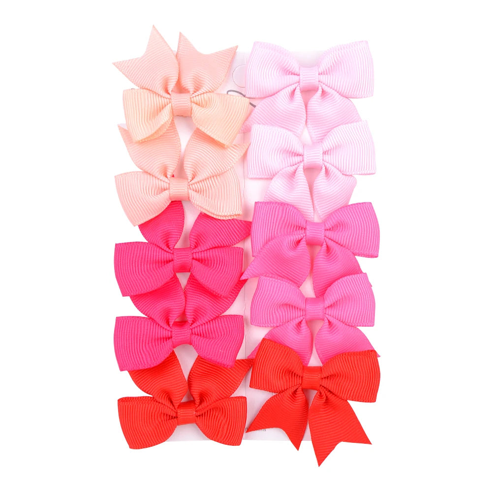 10 unids/lote de pinzas para el pelo con lazo de Color sólido para niñas, horquilla con lazo hecha a mano, Mini pasadores, accesorios para el cabello para niños