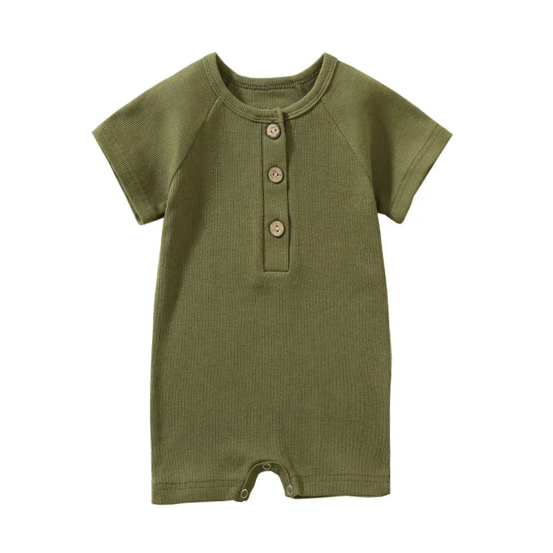 Pelele para bebé, ropa de verano, pijamas finos para bebé, mono de manga corta, ropa acanalada, trajes elásticos de punto para niña