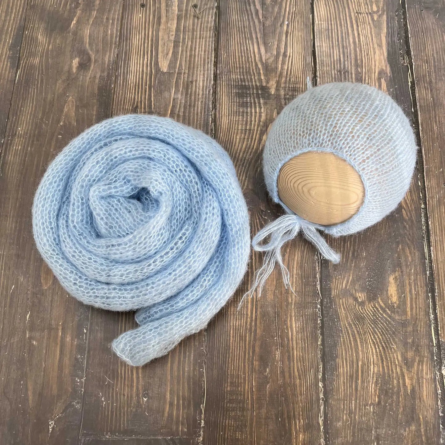 Accesorios de fotografía recién nacido elásticos Don & Judy, conjunto de envoltura con sombrero, Mohair tejido a mano suave, fondo para sesión de fotos de bebés, juegos de 2 uds.