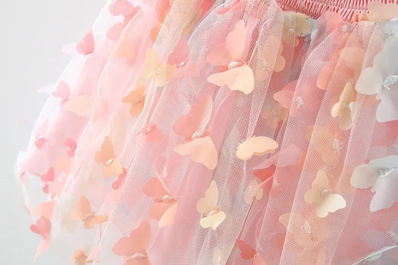 Nuevos vestidos de noche para fiesta de cumpleaños para niñas, ropa de verano con alas de mariposa para niños, disfraz colorido dulce para niños pequeños