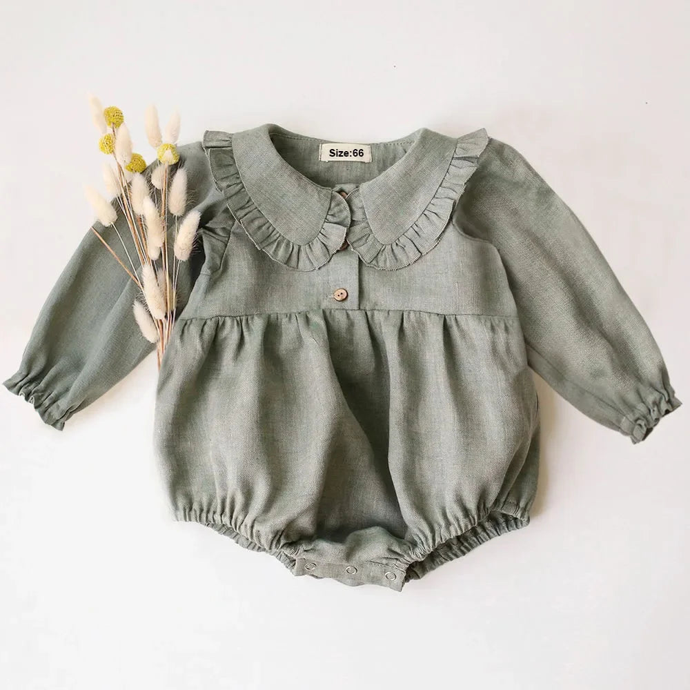 Mono de lino y algodón para niñas pequeñas, monos para niñas recién nacidas, peleles para niñas de verano y primavera, 2 uds.