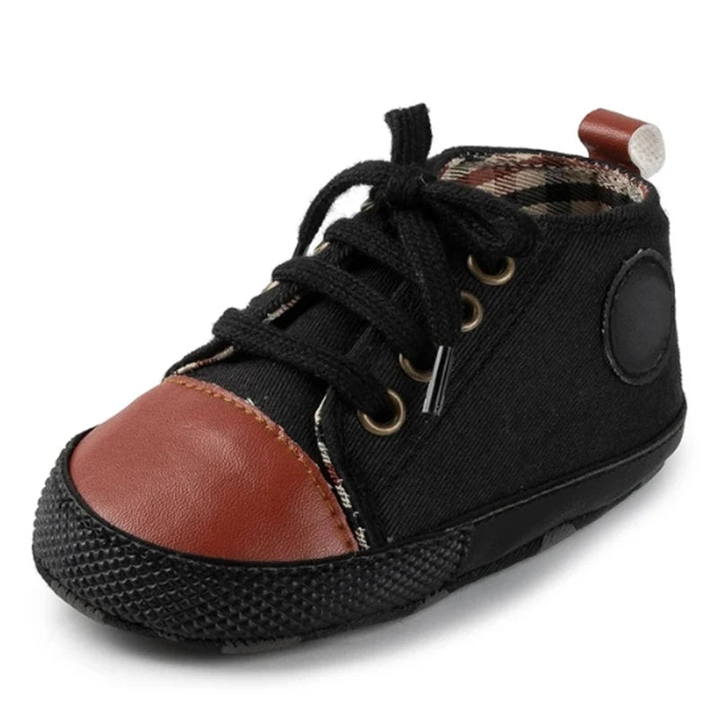 Zapatos clásicos de lona para bebé, zapatillas informales para recién nacido, primeros pasos, suela suave, antideslizante, D2486