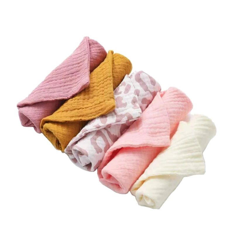 Toallas de muselina para bebé, paños para manos y cara, pañuelo para Saliva, babero, gasa de algodón, 5 unids/lote