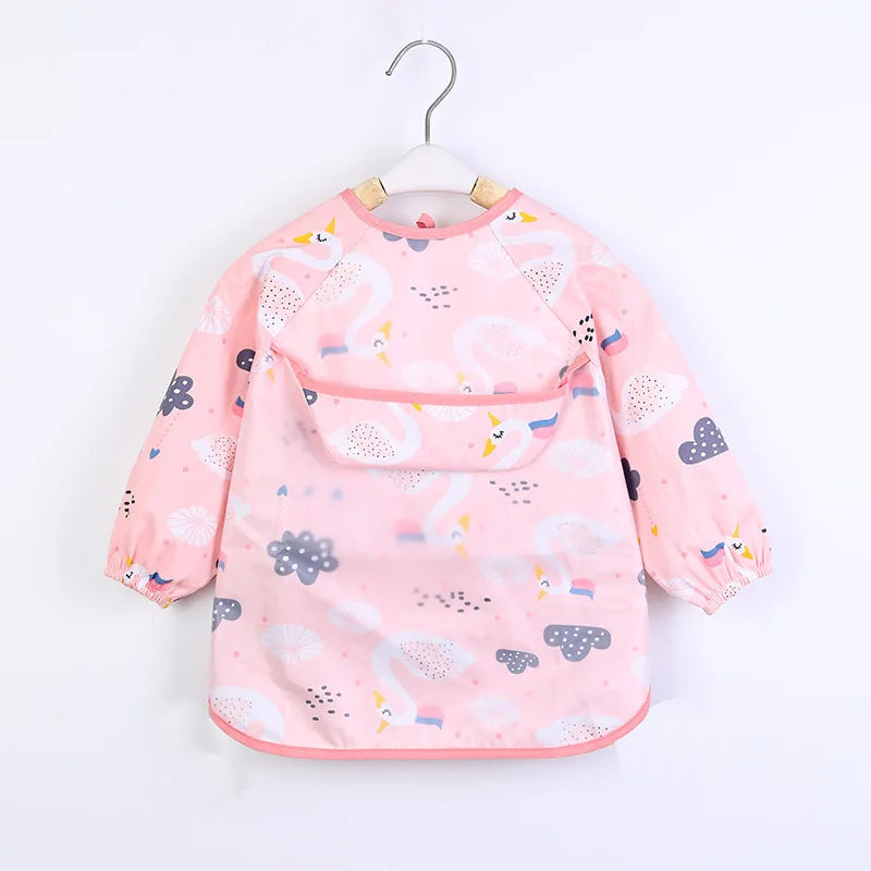 Bufanda de manga larga para bebés y niños pequeños, bata artística impermeable, babero para alimentar, delantal con bolsillo, Baberos Bandana de tela para eructar para niños y niñas