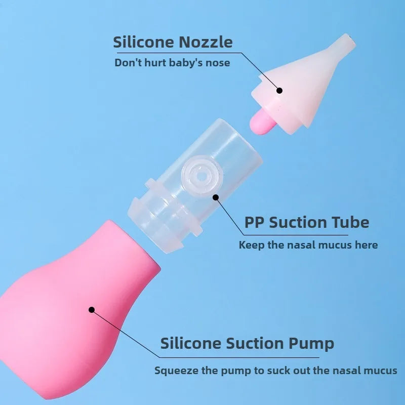 Aspirador Nasal de silicona para bebé, bomba de succión, limpiador de nariz, dispositivo de limpieza de nariz relajante, herramientas de limpieza Nasal