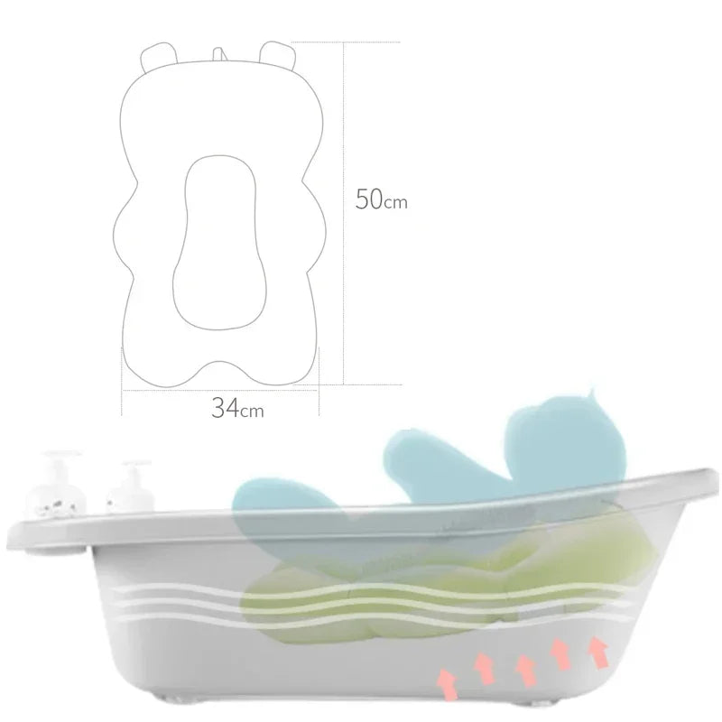 Cojín de ducha para bañera Ajustable, asiento de soporte para recién nacido, asiento de baño para bebé, almohadilla de agua flotante, almohadilla para bañera de bebé plegable portátil