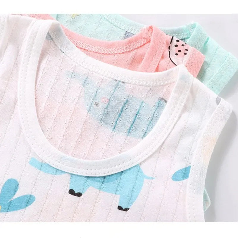 Pijamas de verano para niños, chaleco + Pantalones cortos, conjunto de ropa de 2 piezas, ropa informal de algodón con dibujos de León y jirafa para niños y niñas de 0 a 4 años