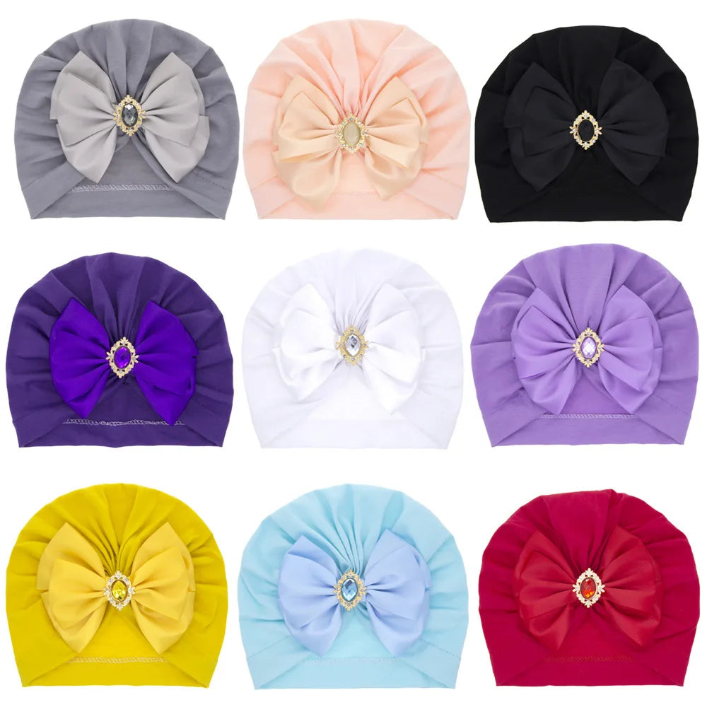 1 pieza, gorro estampado para bebé, gorro para niños, lazo para niñas recién nacidas, accesorios de fotografía de diamantes, gorro para primavera y otoño, accesorios infantiles