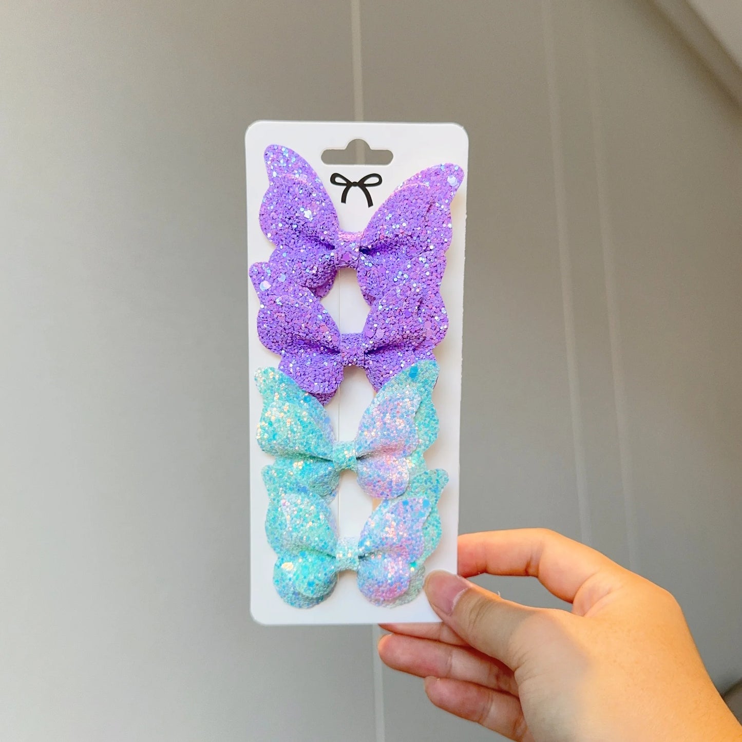 4 Uds. De lazos para el pelo de mariposa lisos y pinzas para el pelo para niñas, accesorios para el cabello de cuero para niños, horquillas, pasadores, tocados de regalo