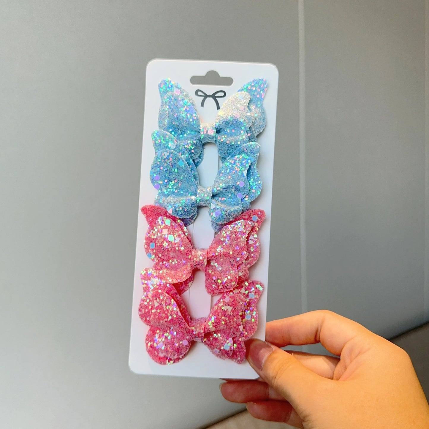 4 Uds. De lazos para el pelo de mariposa lisos y pinzas para el pelo para niñas, accesorios para el cabello de cuero para niños, horquillas, pasadores, tocados de regalo