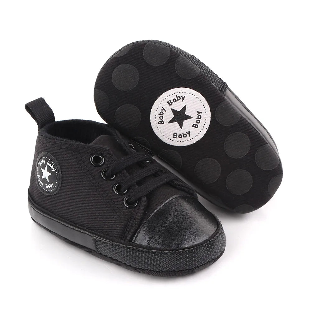 Zapatos clásicos de lona para bebé, zapatillas informales para recién nacido, primeros pasos, suela suave, antideslizante, D2486