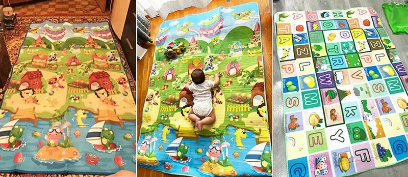 Alfombra de juegos para bebés, alfombra de animales de doble cara para niños, juguetes educativos para niños, suelo suave, alfombra para gatear, juego de actividades, gimnasio