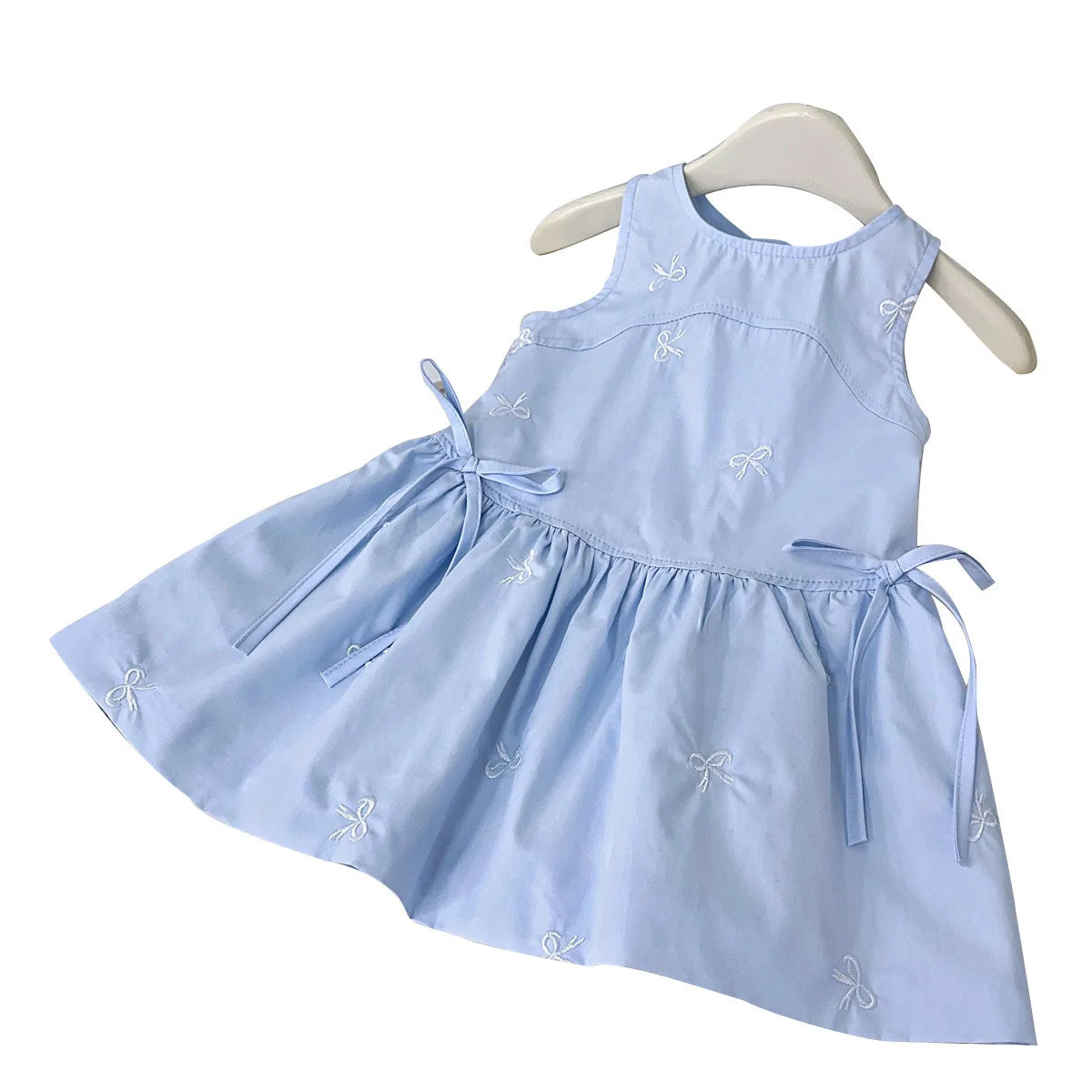 Nuevo vestido sencillo sin mangas para niña, novedad de verano 2021, vestido con estampado de lazo y camisa para niña