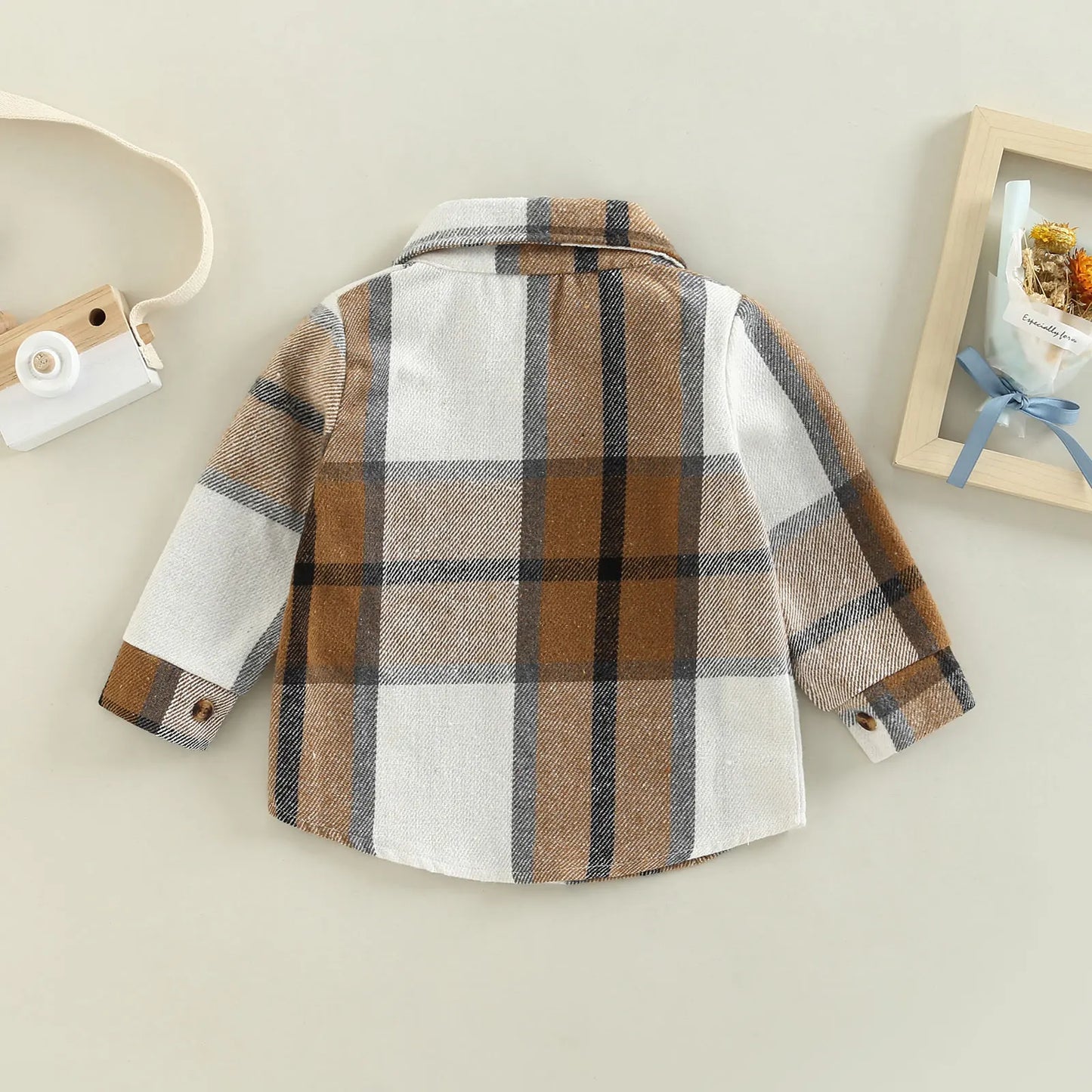 Camisa a cuadros para niños y niñas, chaqueta informal de manga larga con solapa y botones, 6M-4T