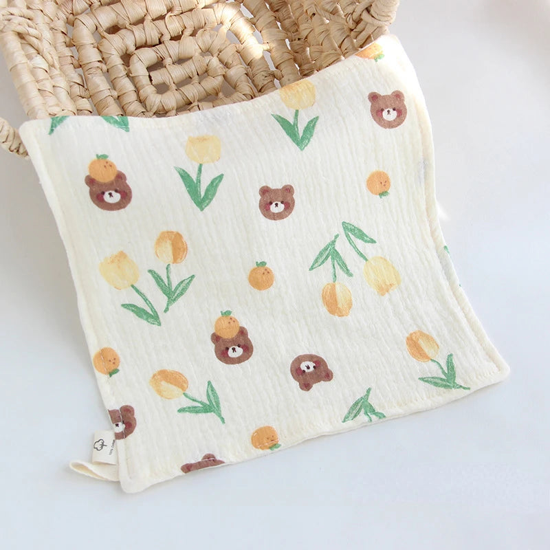 Toalla cuadrada de muselina de gasa de 4 capas para Saliva de bebé, estampado Floral, artículos para bebé recién nacido, pañuelo, toalla facial absorbente bonita