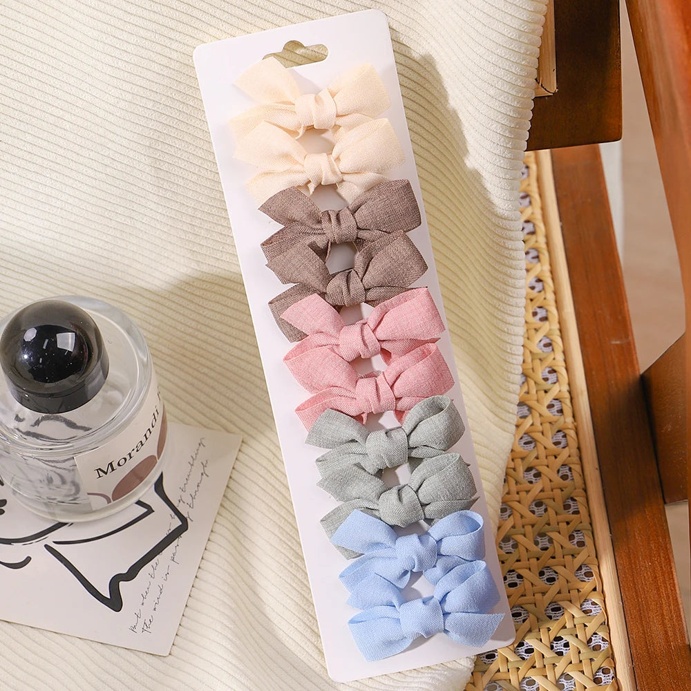 10 unids/lote de pinzas para el pelo con lazo de Color sólido para niñas, horquilla con lazo hecha a mano, Mini pasadores, accesorios para el cabello para niños