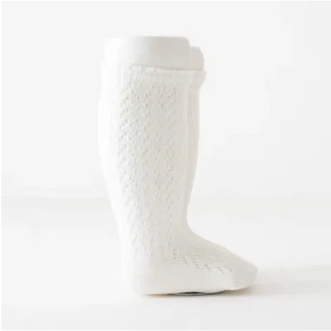 Calcetines de malla de punto para niñas pequeñas, medias de tubo largo hasta la rodilla, suaves, de algodón, para verano