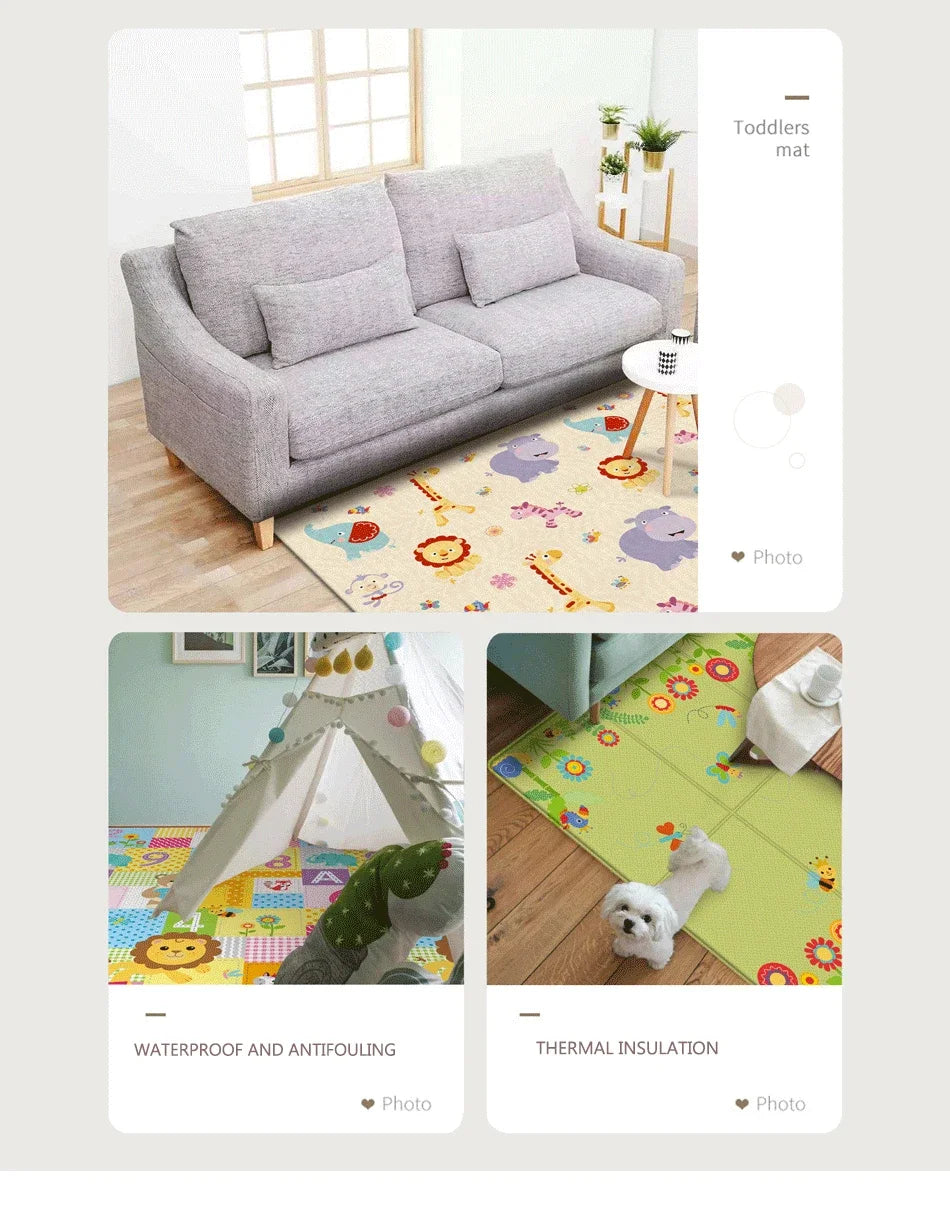 Alfombra de juego para bebés de 97x177cm, alfombra plegable para niños, alfombra para habitación de niños con patrón de doble cara, superficie de actividad educativa fácil de llevar