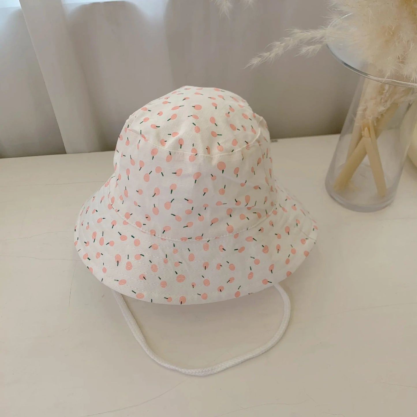 Sombrero de pescador para niños de 1 a 12 años, gorros de cubo con estampado rosa para niñas y bebés, gorro de lavabo con protección UV transpirable de algodón, viseras de sombrilla para niños