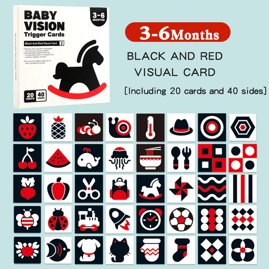 Tarjetas de estimulación Visual para bebés, tarjeta Flash Montessori de alto contraste, regalo infantil para niños, juguete cognitivo