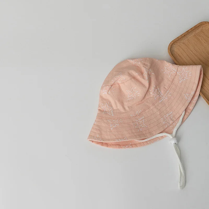 Sombrero de pescador para niños de 1 a 12 años, gorros de cubo con estampado rosa para niñas y bebés, gorro de lavabo con protección UV transpirable de algodón, viseras de sombrilla para niños