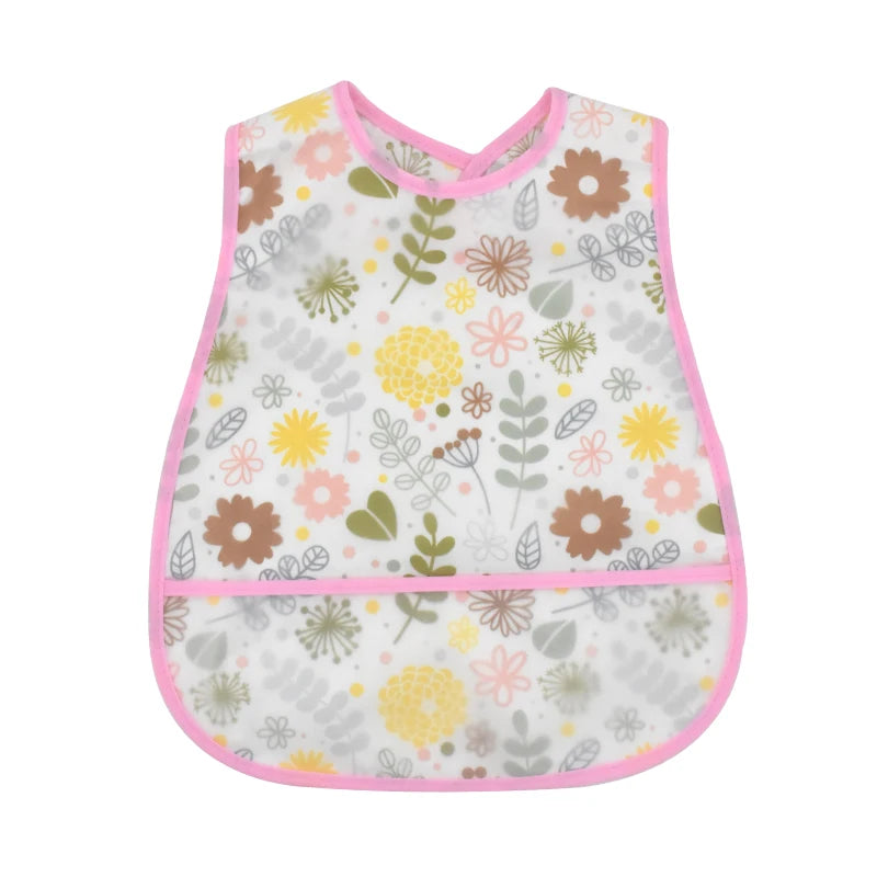 Baberos de alimentación para el almuerzo con bolsillo impermeable EVA con patrón de dibujos animados, Baberos ajustables para bebés, delantal bonito para niños, paños para eructar, novedad de 2023