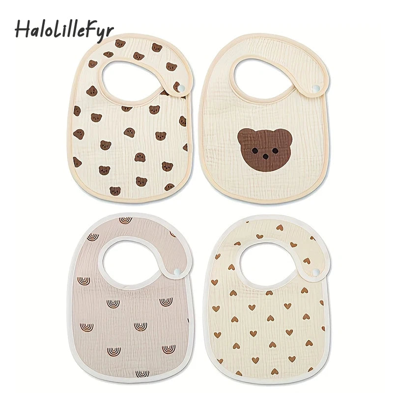 Baberos de gasa de algodón para bebé recién nacido, paños impermeables para eructar, bufanda estampada, toalla de Saliva para niño pequeño, material de alimentación, 2 uds.