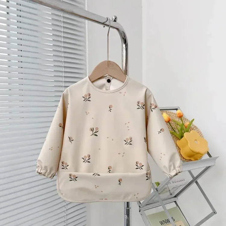 Babero suave impermeable para bebé, paño de alimentación ajustable de manga larga para niño pequeño y niña, bata de pintura, delantal para comer comida infantil