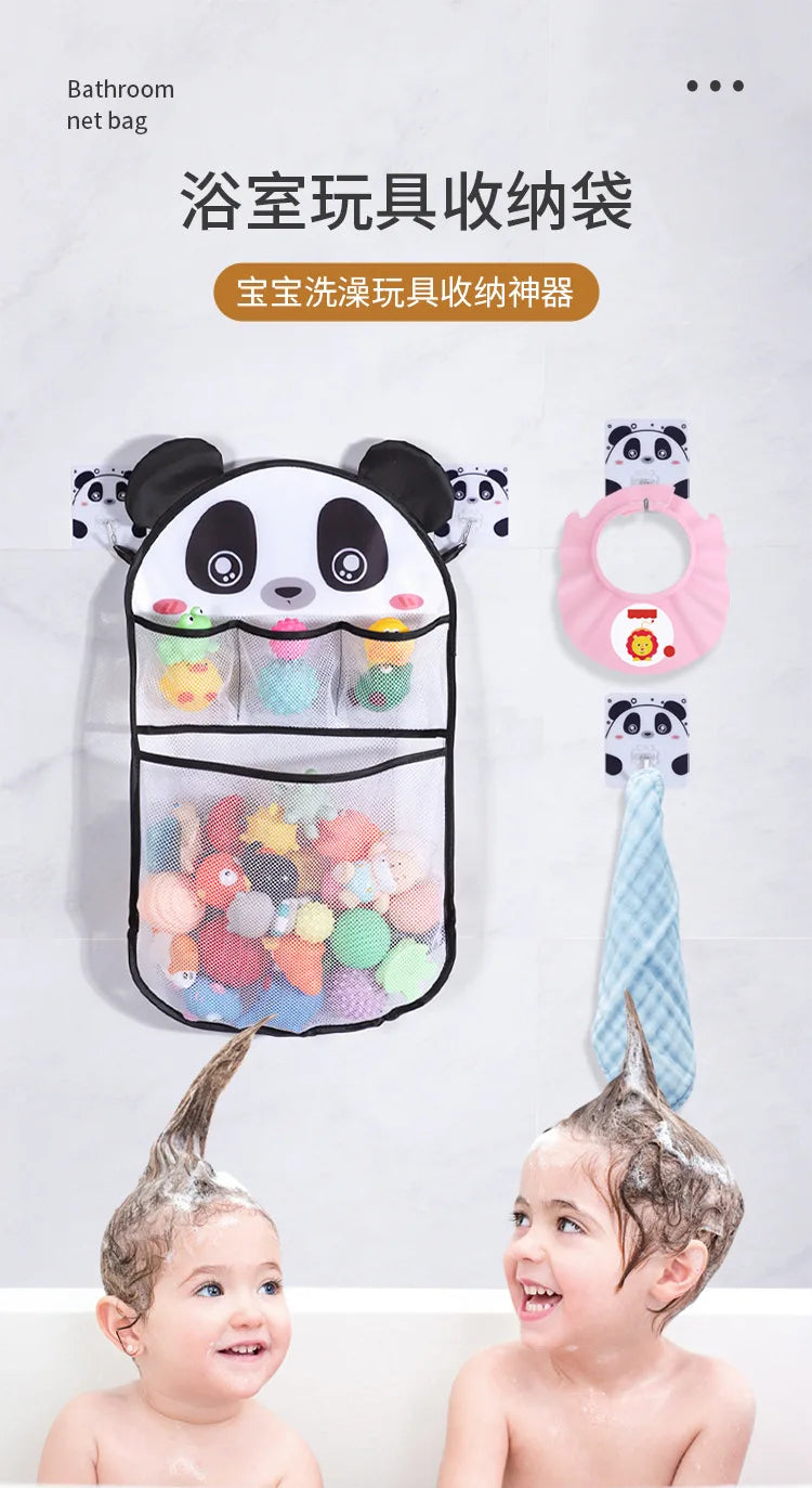 Cesta colgante de ducha de animales de dibujos animados, bolsa de malla bonita, organizador de almacenamiento para el baño, soporte para niños, bolsa de red para juguetes de agua para baño de bebé