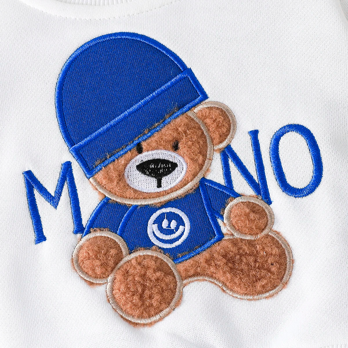 Terno para niño de 3 a 24 meses, camiseta de manga larga con estampado de oso de dibujos animados, pantalones azul marino, conjunto de ropa infantil