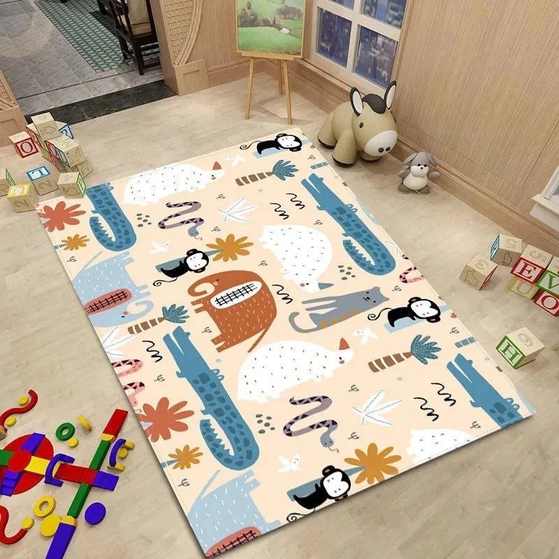 Alfombra de estilo nórdico para habitación de bebé, Alfombra de dibujos animados de animales para dormitorio de niños, alfombra Kawaii para habitación de niñas y niños, Alfombra de juego antideslizante para niños