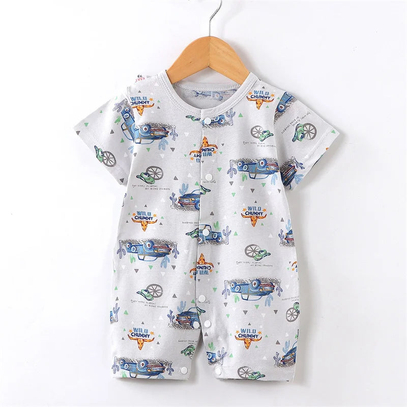 Pelele de algodón para bebé, ropa de dibujos animados para niño pequeño, mono de manga corta para escalar, disfraz infantil para recién nacido, novedad de verano