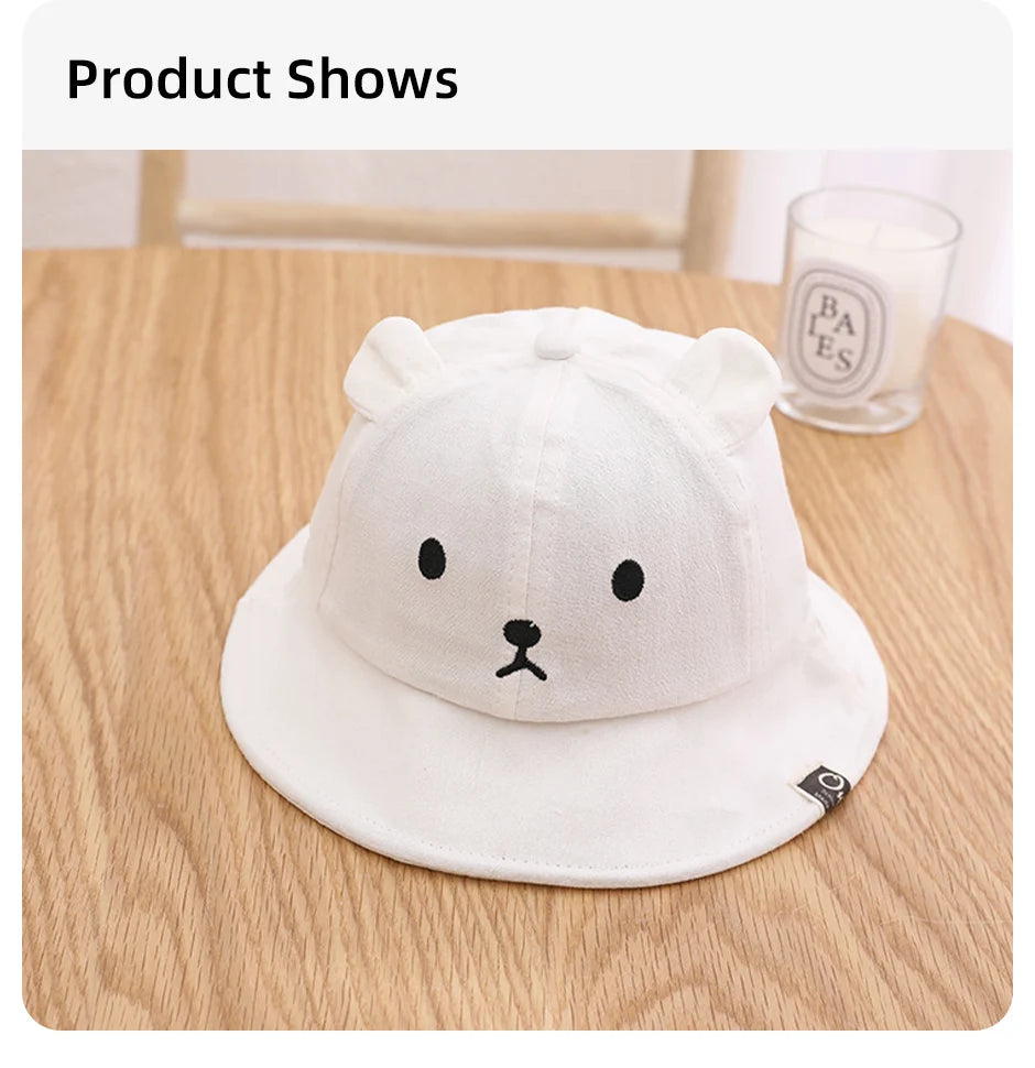 Lindo oso bebé cubo sombrero con orejas niño niña algodón niños sombrero de sol al aire libre verano niño Panamá gorra