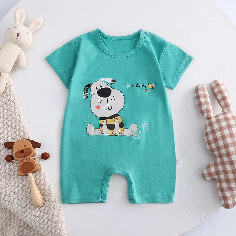 Ropa de una pieza de dibujos animados de verano para bebé, pelele de manga corta, ropa de escalada, monos para recién nacidos, mono para niño niña y niño
