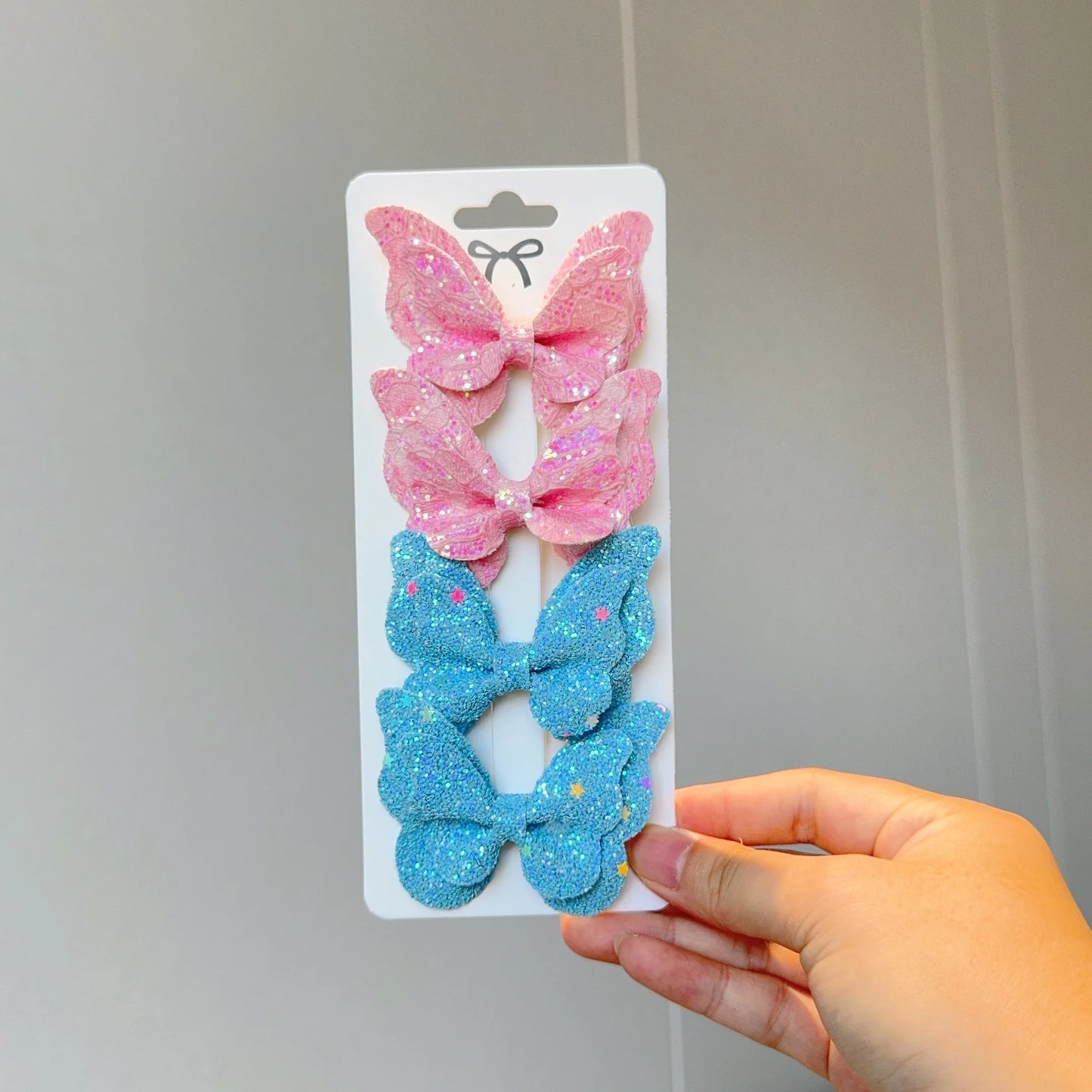 4 Uds. De lazos para el pelo de mariposa lisos y pinzas para el pelo para niñas, accesorios para el cabello de cuero para niños, horquillas, pasadores, tocados de regalo