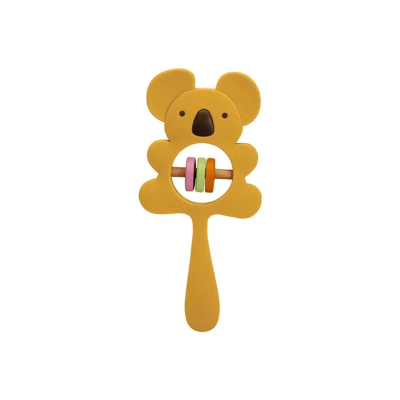 1 unidad de juguetes de sonajero para bebé, diseño de ganchillo de madera, conejo, conejo, zorro León, BearToy, regalo para recién nacido, mordedor de bebé, Crochet, nombre personalizado