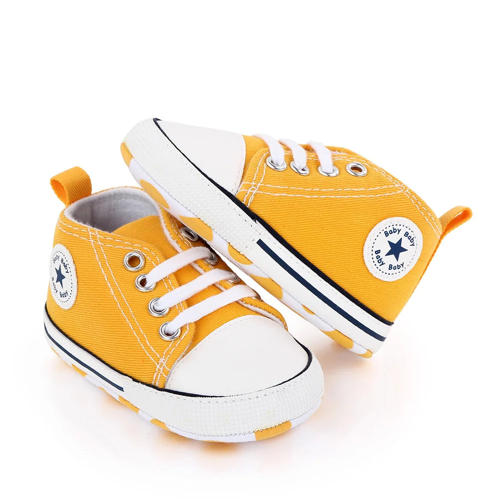 Zapatos clásicos de lona para bebé, zapatillas informales para recién nacido, primeros pasos, suela suave, antideslizante, D2486