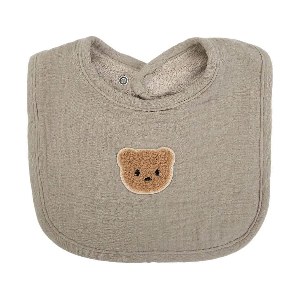 Baberos de muselina de algodón con bonito oso para bebé, toalla para Saliva, bolsillos absorbentes en U, pañuelos coreanos para niños y niñas, ropa para eructar para alimentar