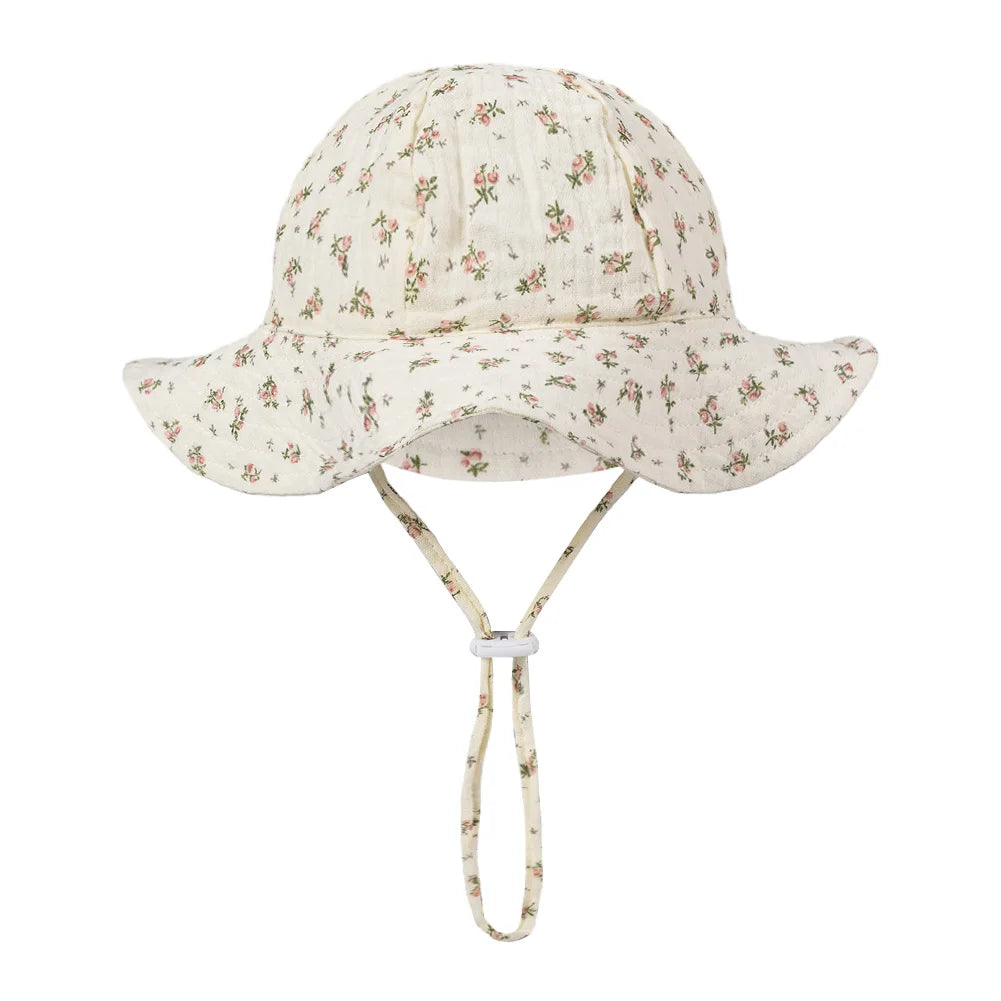 Sombreros de cubo con estampado Floral para bebé, gorros sólidos ajustables para niños y niñas, gorros con protección solar para exteriores, diademas para pesca en la playa