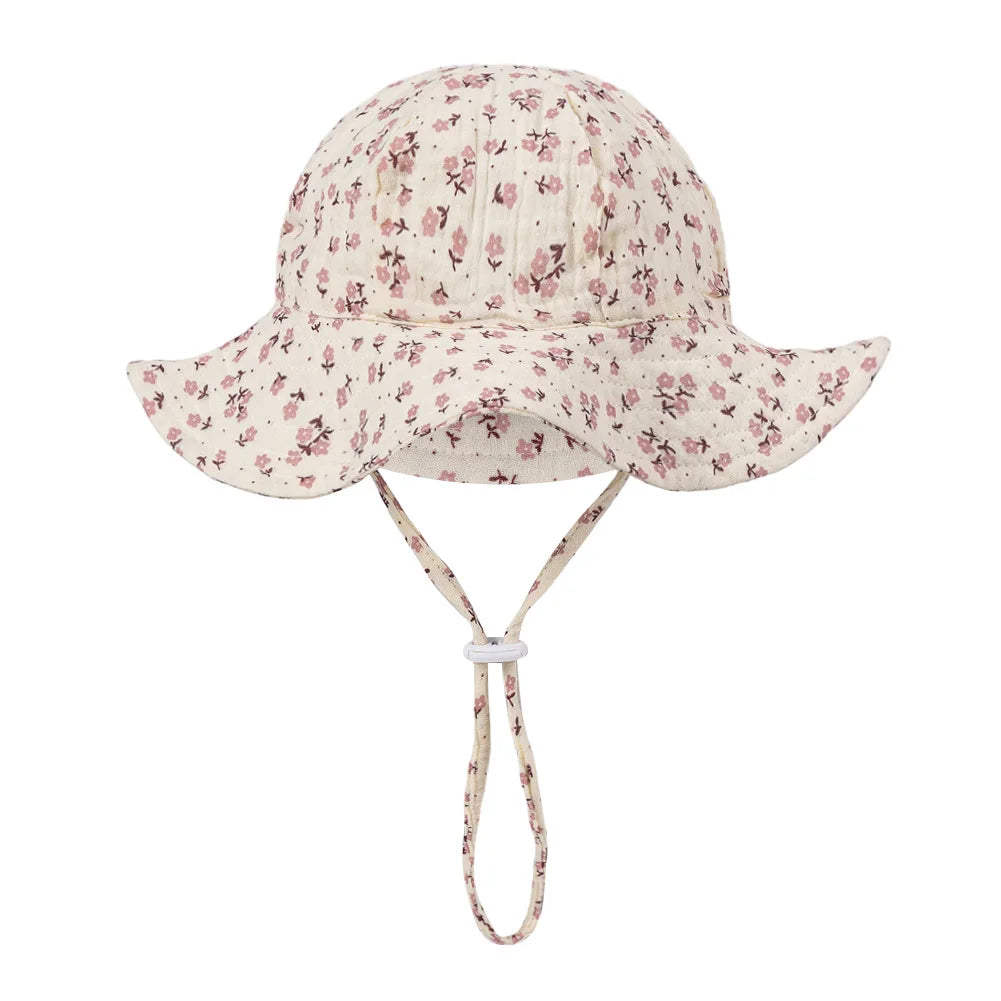 Sombreros de cubo con estampado Floral para bebé, gorros sólidos ajustables para niños y niñas, gorros con protección solar para exteriores, diademas para pesca en la playa