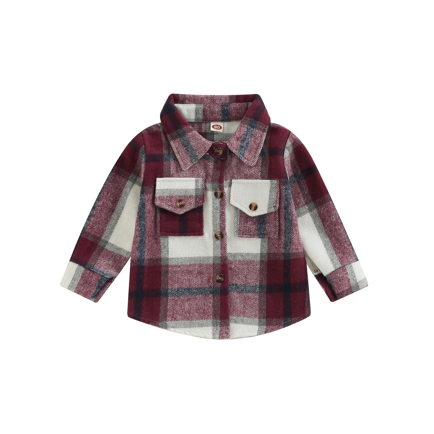 Camisa a cuadros para niños y niñas, chaqueta informal de manga larga con solapa y botones, 6M-4T