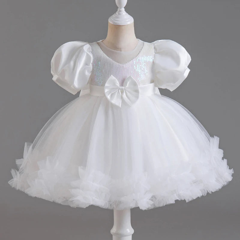 Vestido de niña recién nacida, vestidos de fiesta para niñas de 1 año, vestido de princesa de cumpleaños, vestido de bautizo con mangas peludas de verano, ropa de bebé