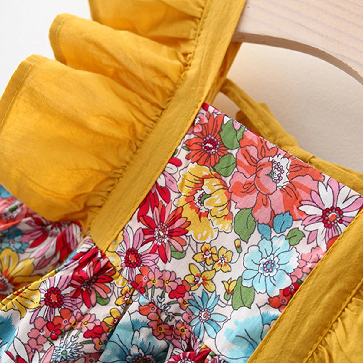 Vestido de princesa con mangas voladoras para niña, 2 piezas, dulce vestido fragmentado de flores, viene con sombrero, adecuado para mayores de 80 a 110 años