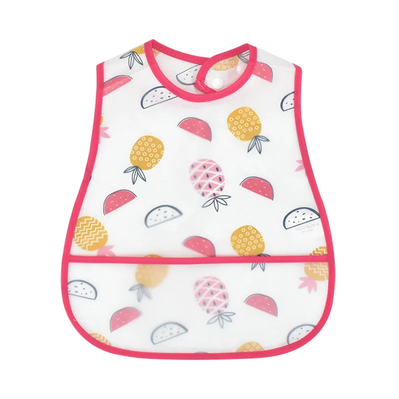 Baberos de alimentación para el almuerzo con bolsillo impermeable EVA con patrón de dibujos animados, Baberos ajustables para bebés, delantal bonito para niños, paños para eructar, novedad de 2023