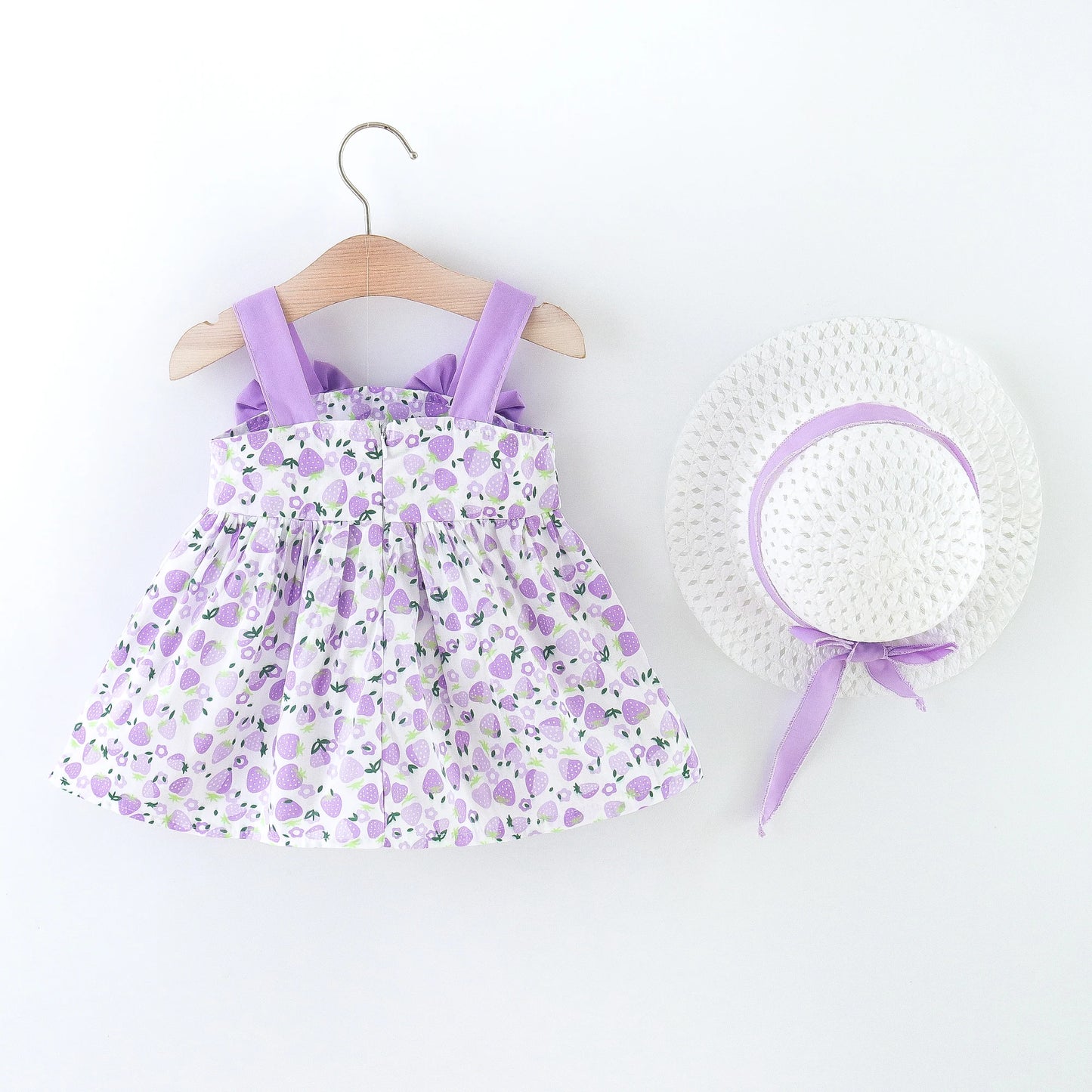 Vestido de verano para niña pequeña, versión coreana vestido Floral, elegante, algodón, pajarita, sombrero incluido