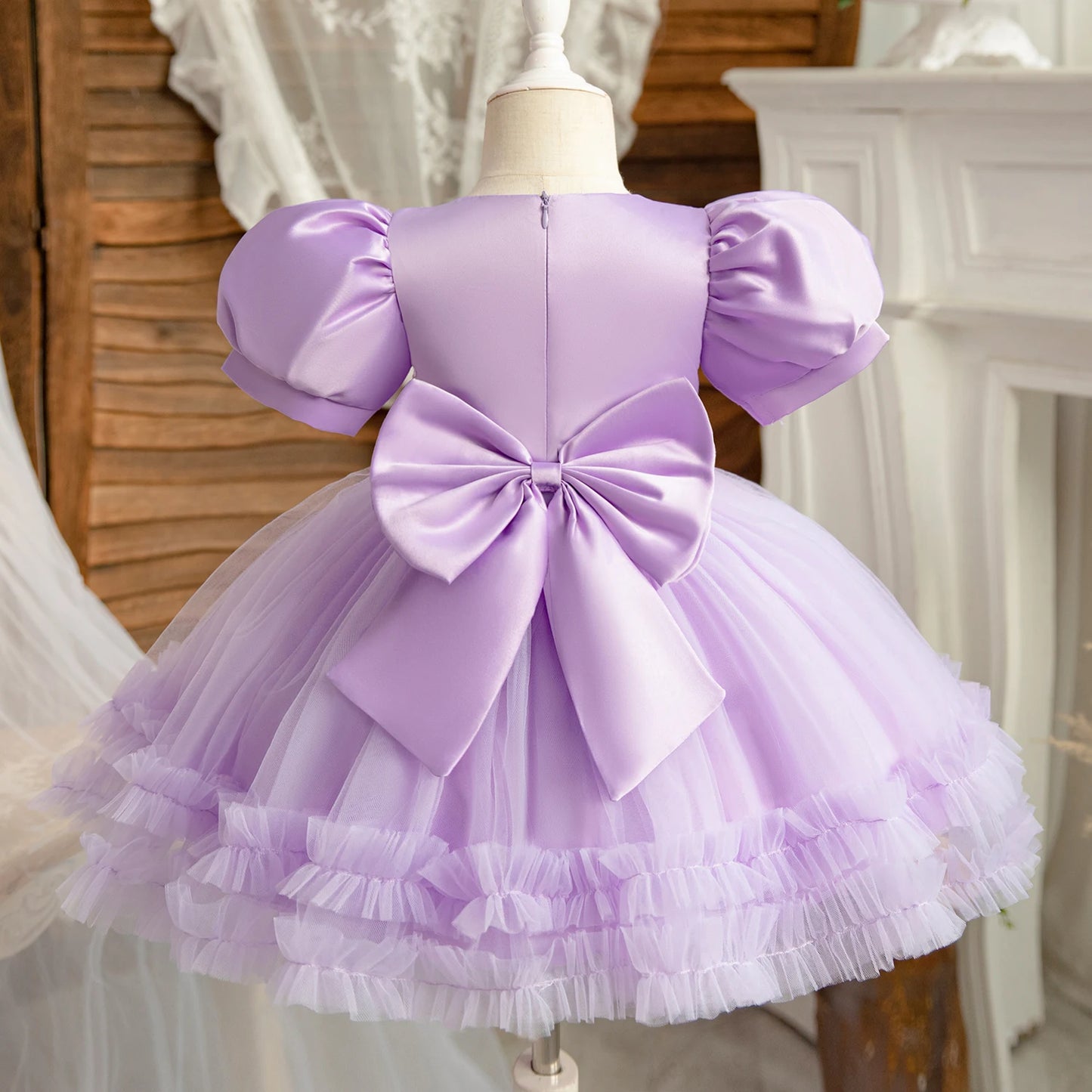 Vestido de niña recién nacida, vestidos de fiesta para niñas de 1 año, vestido de princesa de cumpleaños, vestido de bautizo con mangas peludas de verano, ropa de bebé