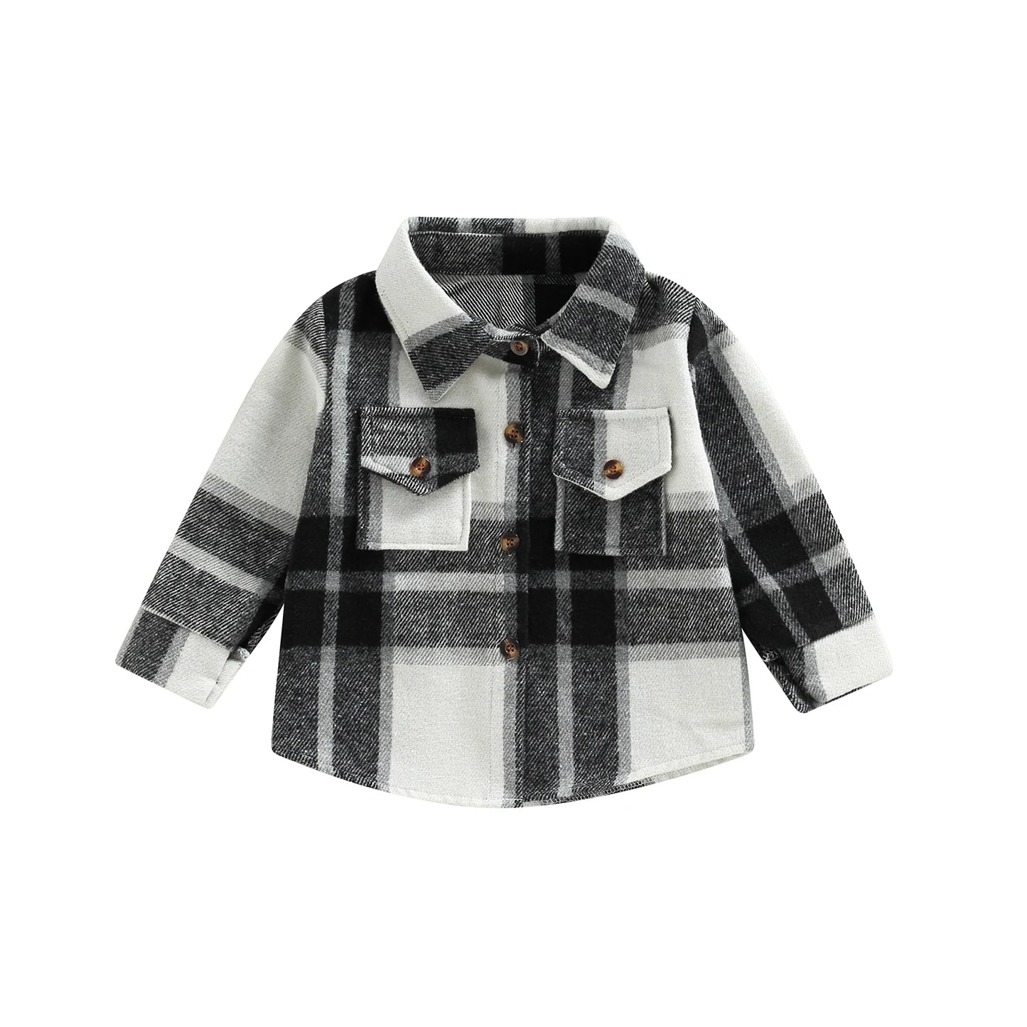 Camisa a cuadros para niños y niñas, chaqueta informal de manga larga con solapa y botones, 6M-4T