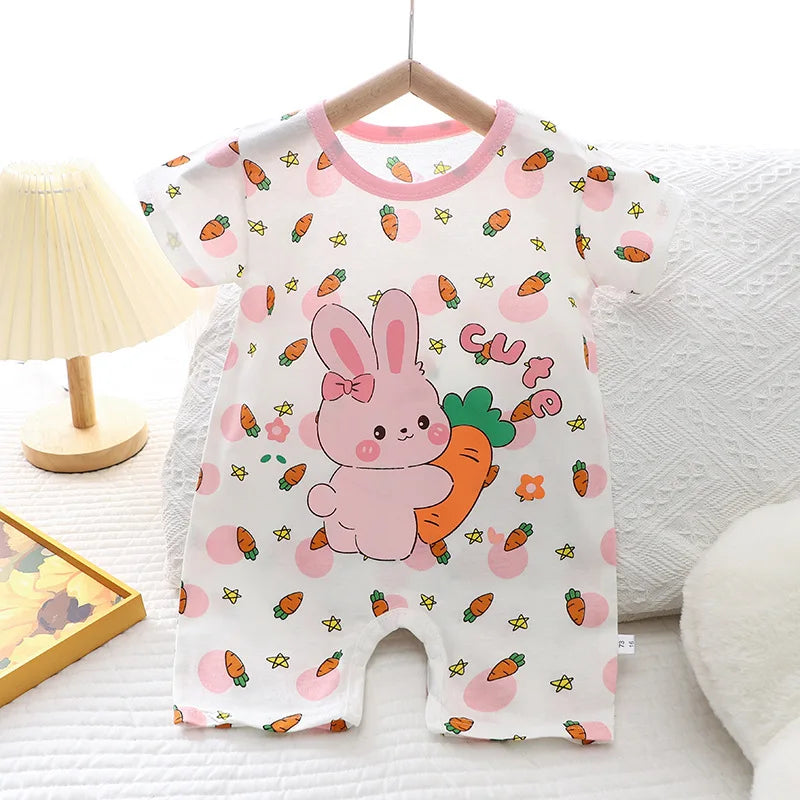 Ropa de una pieza de dibujos animados de verano para bebé, pelele de manga corta, ropa de escalada, monos para recién nacidos, mono para niño niña y niño